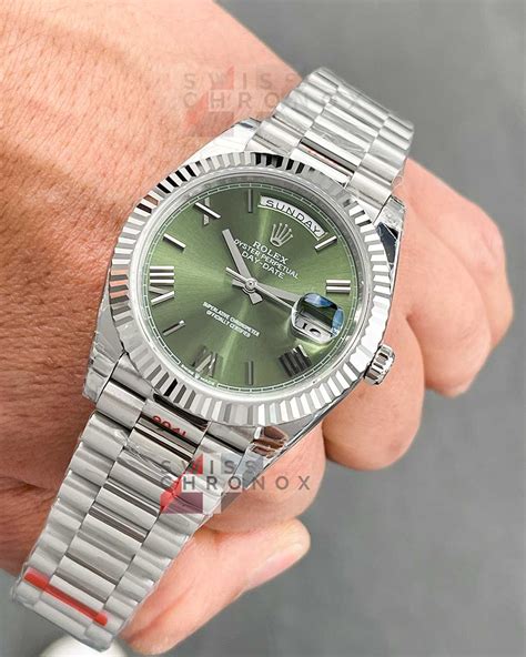 rolex daydate white gold green dial|Rolex Day-Date 36 price.